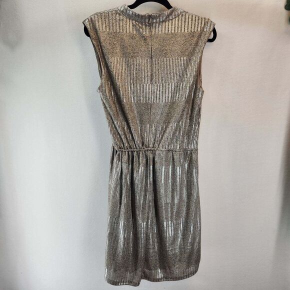 Bishop + Young Metallic Faux Wrap Dress Holiday Evening Size M - Picture 3 of 10